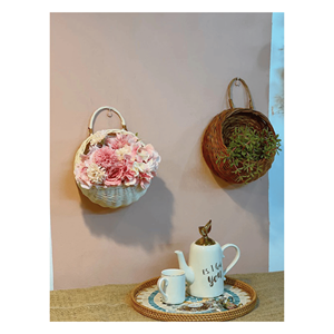 <b>Hanging</b> <b>Basket</b> Rattan Woven Natural rattan wall <b>basket</b> for magazine <b>storage</b> and living room décor Vietnam made - Product Image 5