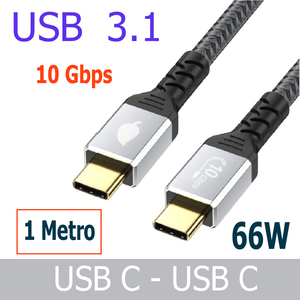 Cable USB 3.1 Tipo-C a Tipo-C de 2 Metros con Trenzado de Nailon para Carga Rápida de Computadoras e Impresoras - Product Image 1