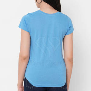 เสื้อยืดแขนสั้นลำลองสำหรับผู้หญิงทำจากผ้าฝ้ายเป็นมิตรต่อสิ่งแวดล้อมโลโก้ออกแบบได้ตามต้องการสำหรับฤดูร้อน - Product Image 4