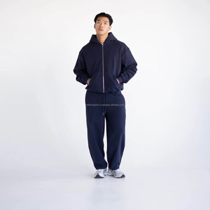 Suministro directo de fábrica, chándal de algodón 100% con logotipo personalizado impreso para hombre, conjuntos de moda informales transpirables para invierno de talla grande - Product Image 4