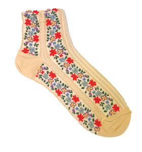 FOYSOCK KOREA personalizzato floreale con logo ricamato alla caviglia Boho Design OEM cotone personalizzato maglia etnica calzini sportivi da donna - Product Image 6