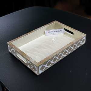 ถาดเสิร์ฟไม้หรูหราทำด้วยมือเป็นที่ต้องการสูงสำหรับความบันเทิงในบ้านอย่างมีสไตล์สำหรับมื้อเช้าเวลาน้ำชาบนเตียงจากอินเดีย - Product Image 4