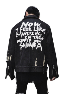 Clothing Factory <b>Men</b> No Hooded Design Printing Custom Jean Denim <b>Jacket</b> Button <b>Letter</b> Printed Denim <b>Jacket</b> Custom Jeans <b>Jacket</b> - Product Image 5