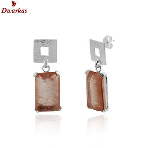Nueva llegada creativa 925 plata esterlina Rosa turmalina cuarzo piedras preciosas joyería textura pendientes para mujeres - Product Image 4