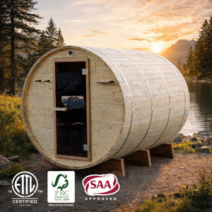 Sauna en baril moderne pour parc extérieur, 4 à 6 personnes, bois de cèdre massif, chauffage Harvia, écologique, usage familial, stock américain - Product Image 3