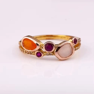 Elegante Estilo Vintage anillo de oro de 14 quilates sobre plata de ley con piedra lunar rubí para mujer de Tailandia - Product Image 4