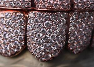 Custom <b>Rose</b> <b>Gold</b> Full Set Iced Out Diamond Grillz for <b>Top</b> and Bottom Teeth VVS1 Simulated Stones Hip Hop Mouthpiece Jewelry - Product Image 3