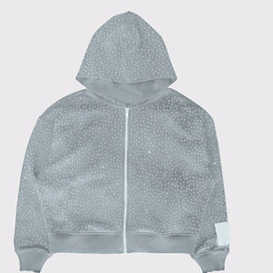 Vente en gros de streetwear de haute qualité sweats à capuche en coton avec strass pour hommes de haute qualité surdimensionnés - Product Image 3