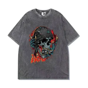 Blank vintage acid washed t shirts black color oversized loose t shirts men graphic digital print tshirts wholesale rate