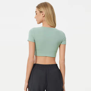 Crop <b>Top</b> T Shirt 100% Cotton Lightweight Blank <b>Sexy</b> <b>Women's</b> Fitness Crop <b>Top</b> Tees OEM Custom <b>Womens</b> Crop Shirts - Product Image 3