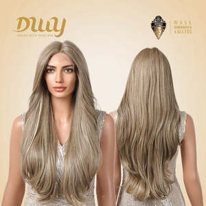 Xavia-DWY Glueless Synthetic <b>Wig</b> Transparent Lace Front Long Blonde Wavy with Middle Part - Product Image 4