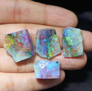 Ensemble de cabochons d'opale australienne 4 pièces de haute qualité pierres précieuses en vrac d'opale de Pedy Coober rugueux naturels directement d'Australie - Product Image 2
