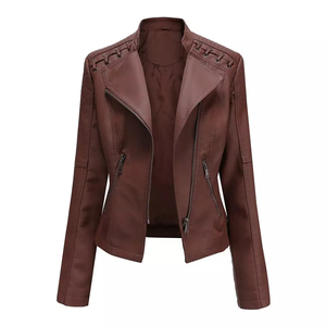 <b>Women</b> Sheep Skin Leather <b>Jacket</b> Breathable Windproof <b>Lightweight</b> Cozy Outer Layer Cotton Lining Casual Fashion Genuine - Product Image 2