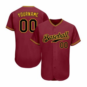 Uniformes de baseball pour adultes couleur marron col en V manches courtes uniformes de baseball respirants fabriqués en polyester avec service OEM - Product Image 1