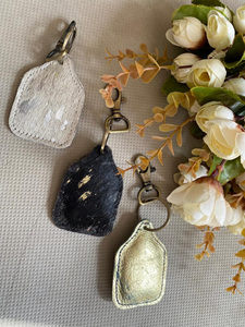 New Real Handmade Metallic Hair on Hide Fur Leather Cute <b>Charming</b> Rainbow Color Unique Keyring Western Style Multi Modern Keyfob - Product Image 5