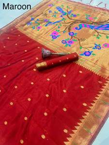 Magnifique Saree en Soie Paithani Khadi Indien de Créateur, avec Pallu Zari Riche et Dernière Collection de Sarees en Soie Traditionnels Exclusifs et Fantaisie pour Femmes - Product Image 4