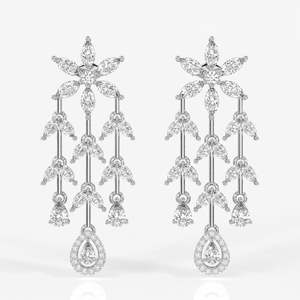 Aurora Cascade Moissanite Danglers Chandelier <b>Earrings</b> Flower Pattern Sterling Silver Pearl Amethyst <b>Hook</b> Shape for Weddings - Product Image 2