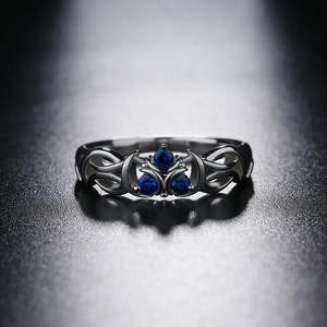 Bague en or rose 18 carats avec pierre précieuse saphir Zora Zelda TOTK, coupe ovale, plaqué rhodium, cadeau - Product Image 4