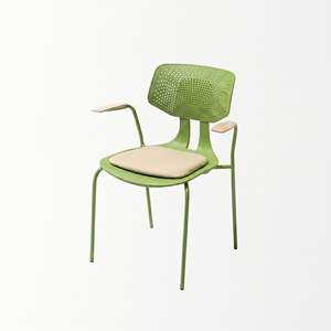 Chaise de bureau moderne en plastique avec accoudoirs fixes, dossier ouvert, design ergonomique, pieds en métal pour usage commercial - Product Image 1