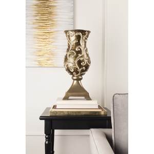 แจกันดอกไม้โลหะสลักลายดอกไม้สีน้ำตาลเข้มและสีทองตกแต่งเสร็จสมบูรณ์แบบสำหรับการตกแต่งห้องที่หรูหราและอุปกรณ์ที่ทันสมัย - Product Image 2