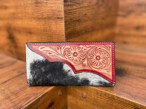 Nuevo bolso de mano plegable de cuero de vaca con estilo occidental diseñado para mujer, superventas, carteras para tarjetas de crédito únicas de cuero genuino - Product Image 2