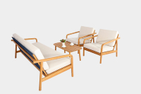 Juego de Sofás de Salón de Estilo Moderno de 4 Piezas, Mesa y Sillas de Madera de Acacia, Muebles para el Hogar de Estilo Nuevo para Sala de Estar