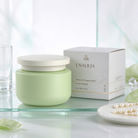 Pot cosmétique en plastique HDPE doux au toucher de 250 ml (8 oz) avec bouchon à vis, conteneur vert personnalisé à large ouverture pour beurre corporel et crème visage