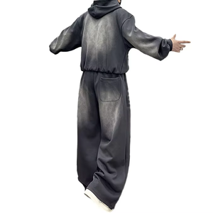 Conjunto Deportivo de Felpa con Lavado Ácido, Sudadera con Capucha y Cremallera, 100% Algodón, Ropa Deportiva Urbana, Gran Venta - Product Image 5