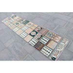 พรมขนาด 2.2x8.7 ฟุต, พรมวินเทจแบบ Runner, พรมลายปะติดสีน้ำตาล - Product Image 2