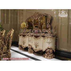 Consola tallada en rosa real para comedor, consola italiana de madera sólida tallada - Product Image 1