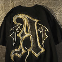 Kedatangan Baru Kaos Rajut Desain Huruf 3D Besar 100% Katun Ramah Lingkungan Cepat Kering Lengan Pendek Pria untuk Musim Dingin Gaya Streetwear
