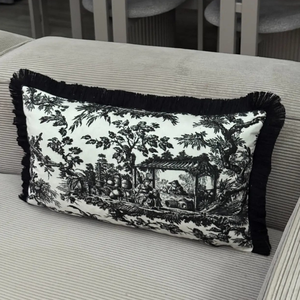 Double-Sided Printed Decorative Fringed Cushion <b>Cover</b> 35x50 Raschel Fabric Luxury <b>Throw</b> Pillow Case for <b>Sofa</b> Living Room Home NF - Product Image 4