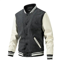 Custom Men's Baseball Varsity Jacket Anime Embroidered Bomber with <b>Camouflage</b> Pattern Long Length Letterman Varsity Jacket - Product Image 3
