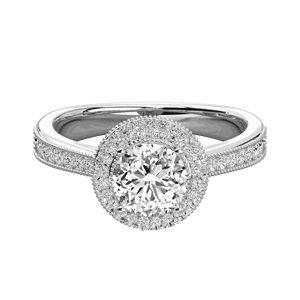 Bague de fiançailles en diamant rond pour elle - Product Image 6