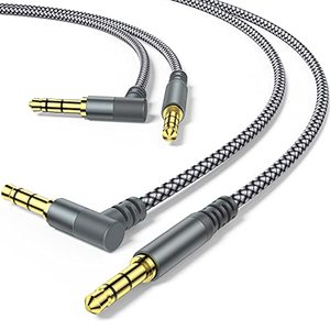 2 แพ็ค 6.6 ฟุต/2M <span class=keywords><strong>สาย</strong></span>เคเบิล TRS <span class=keywords><strong>Aux</strong></span> ขนาด 3.5 มม. ชุบทองชายต่อชาย 90 องศา มุมขวา <span class=keywords><strong>สาย</strong></span>ถักไนลอนสำหรับลำโพงสเตอริโอในรถยนต์ - Product Image 1