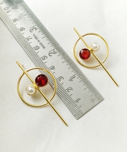 Boucles d'oreilles crochet en laiton plaqué or fabriquées à la main enveloppées dans du fil d'or 18 carats inclus avec des boucles d'oreilles plaquées or en gros pour les mariages - Product Image 5