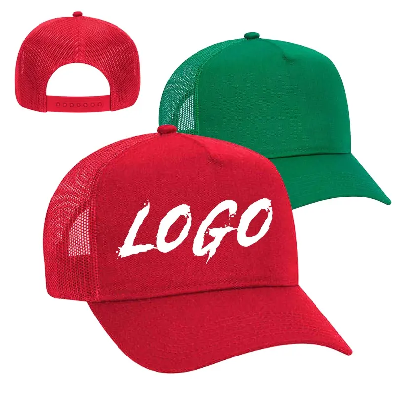 Homem mulheres OTTO verde em branco logotipo personalizado 5 painel malha volta meados perfil duro shell estruturado preto trucker hat