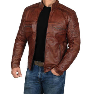 100% veste en cuir élégant en cuir véritable pour hommes coupe ajustée personnalisée - Product Image 5