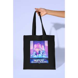Sac fourre-tout en toile K-Pop Demon Hunters pour femmes, accessoire porte-clés Huntrix Key Art - Product Image 3