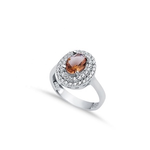 Oval Sultanite Cluster <b>Ring</b> Double <b>CZ</b> PaveSurround Rhodium-Plated Color-Change Wholesale 925 Sterling Silver Jewelry - Product Image 1