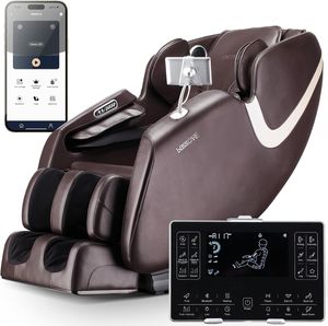 Fauteuil de massage mécanique avec refroidissement lombaire, chaleur, double rouleaux pour les pieds, programmes de massage intelligents et haut-parleurs Bluetooth - Product Image 1