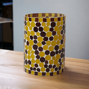 Polka Dots Design <b>Empty</b> High-Quality Hand-crafted Custom Luxury Black-yellow Cylindrical Home Decor Mosaic Candle Glass Vessels - Product Image 5