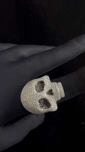 Anillo de Calavera de Plata de Ley 925 para Hombre con Piedra de Imitación de Diamante Brillante, Accesorio Llamativo para un Estilo Personal Único, para Fiestas - Product Image 6