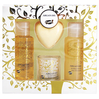 GLOSS ! Herz-Bade-Geschenkset Arganöl Spa Blumenduft Luxus für Frauen 100ml Duschgel Schaumbad Badekugel Glas