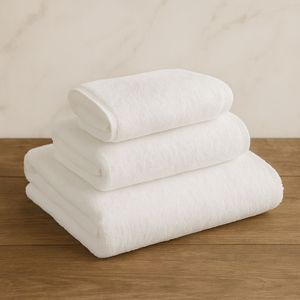 Serviette de bain de luxe en coton biologique 100% blanc, certifiée GOTS, douce et moelleuse, 600 GSM, absorbante, séchage rapide, écologique - Product Image 1