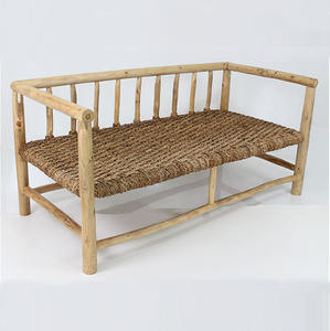 Banco de Madera de Teca Mate Natural con Asiento de Ratán Tejido, Moderno, Rústico, Ecológico y Duradero, Banco de Entrada para Exteriores de 2 Plazas para Villa o Resort - Product Image 1