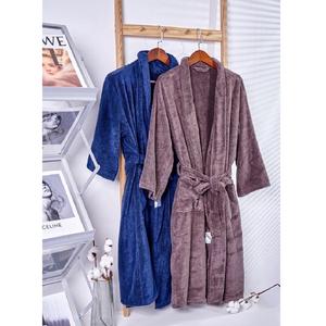 Albornoz de algodón suave de lujo 100%, secado rápido, tiro alto, cremallera, tejido con mosca, 780 gramos, Color sólido, manga corta, frente de invierno, hecho Unisex - Product Image 2