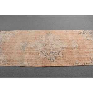 3.4x8.8 ft Turkish Vintage Rug, Runner Rug, <b>Brown</b> <b>Wool</b> Rug - Product Image 3
