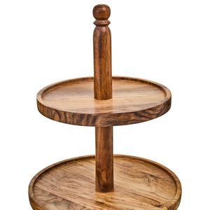 Best Selling 3 Tier Acacia <b>Wood</b> Cake Stand With Rounded <b>Finial</b> Rustic Tiered Dessert Serving Tray For Cupcake Pastry & Fruit - Product Image 3