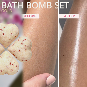 Juego de Bombas de Baño en Forma de Corazón Personalizadas OEM ODM, 4 x 90g, Aroma Dorado, Relajantes y Efervescentes, con Propiedades Nutritivas - Product Image 3